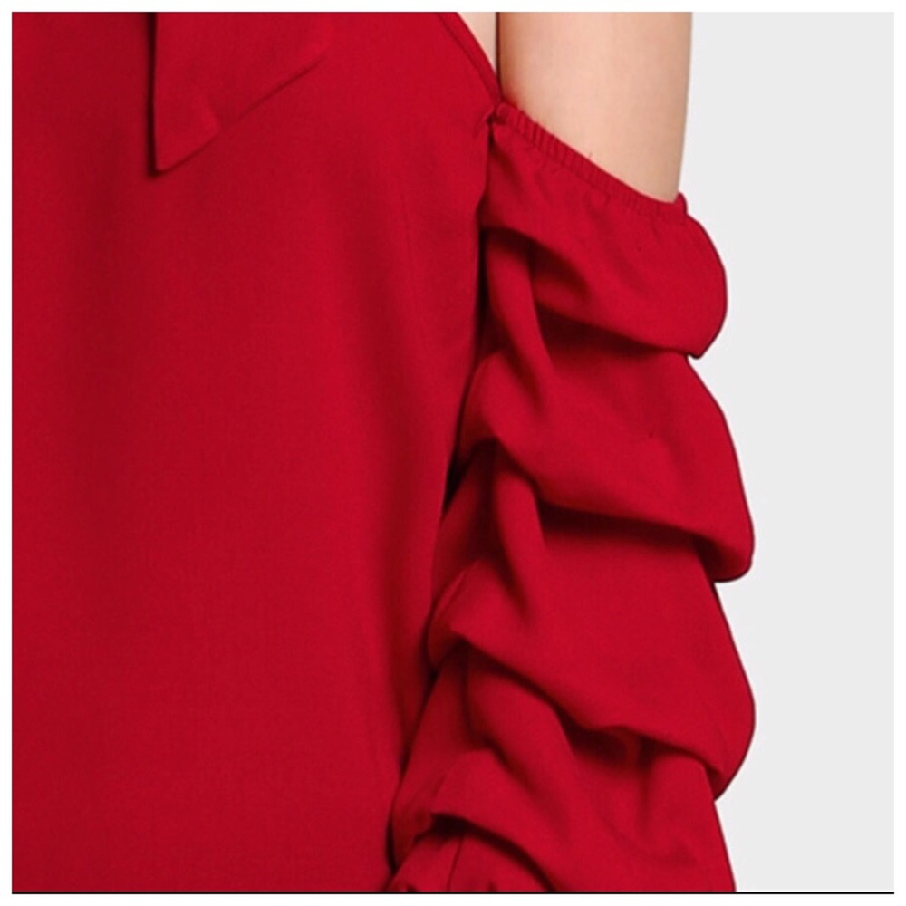 Red Ruffle One Shoulder Top - Picture 5 of 5